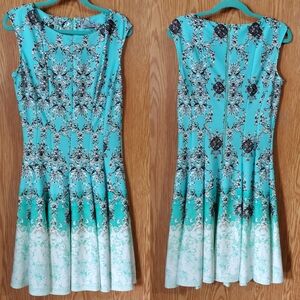 Danny and Nicole floral ombre fit & flare dress stretch polyester size 12